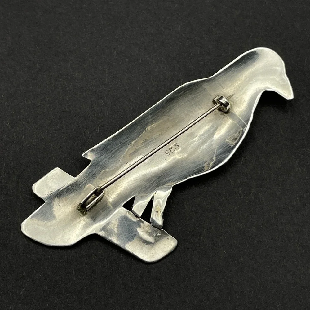 Vintage Sterling Silver Overlay Eagle Brooch‎ Bird Pin Wildlife Animal Jewelry